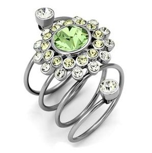 Steel spring  peridot ring